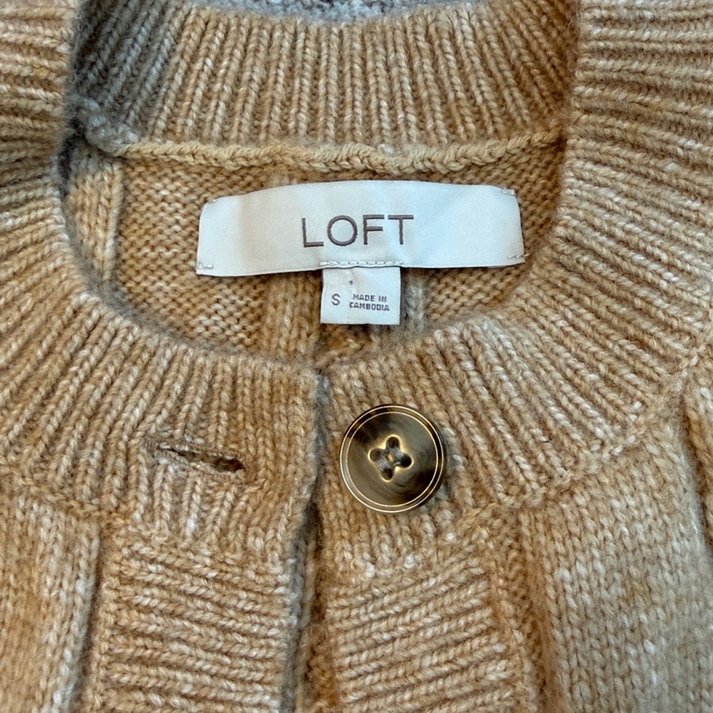 Loft cable cardigan, size small, camel color - Picture 2 of 4